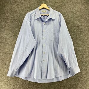 Pronto Uomo Shirt Men 18 Blue Button Up Collared Long Sleeve Pockets Regular Fit